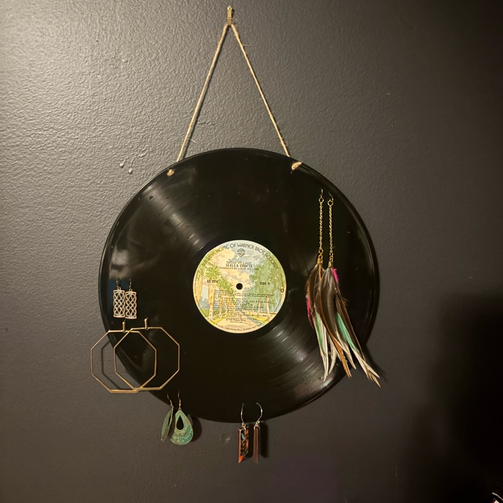 Bohemian Vinyl Record Earring Holder